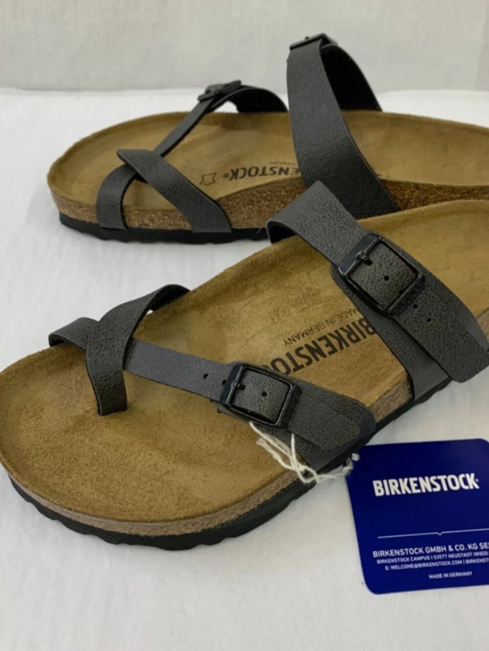 Birkenstock Mayari Pull Up Anthracite Birko-Flor Narrow Width Sandals - Picture 2 of 5